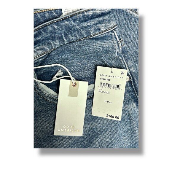NWT Good American Good Ease Relaxed Jeans 18 Indigo $169 Wide-Leg Normcore - Picture 8 of 16